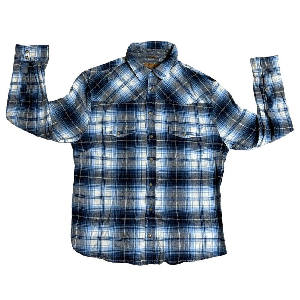 Jacks Girlfriend Womens XL  Blue & White Plaid Long Sleeve Western Shirt